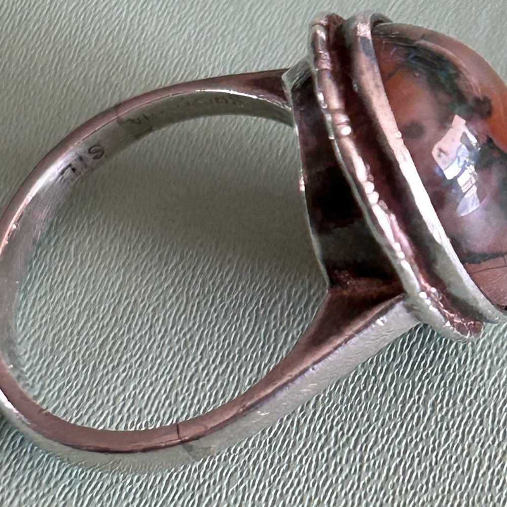 Moss Agate Ring 925 Silver 6.5 - Picture 8 of 9